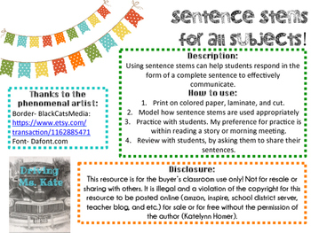 Preview of Sentence Stems