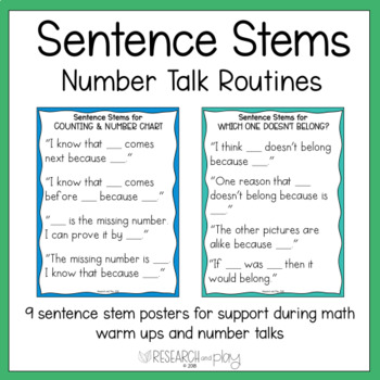 Preview of Sentence Stems for Number Talk Routines and Math Warm Ups