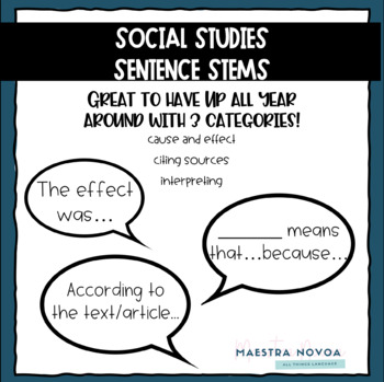 Preview of Sentence Stems for Social Studies