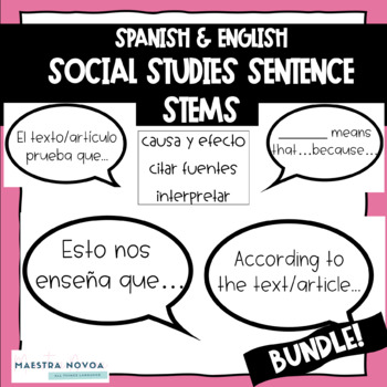 Preview of Sentence Stems for Social Studies in Spanish and English Bundle