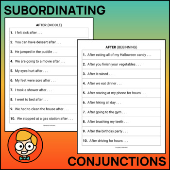 Preview of Sentence Stems for Subordinating Conjunctions