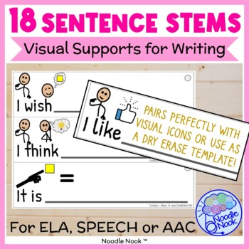 Preview of Sentence Stems with Visual Supports for Writing (Sentence Starters)