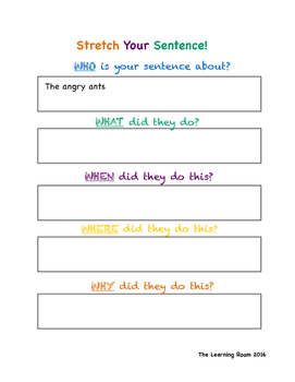 Sentence Stretching Graphic Organizers! by Room For Learning | TpT