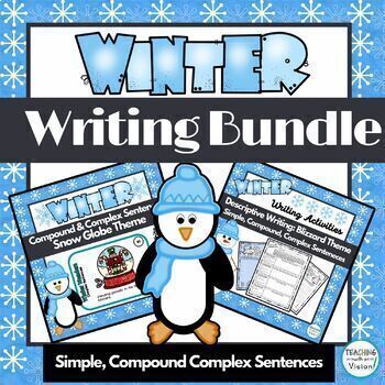 Preview of Winter Sentence Writing BUNDLE Simple Compound Complex Sentence 3rd, 4th, 5th Gr
