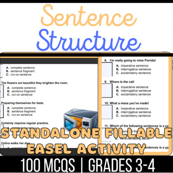 Preview of Sentence Structure Easel Activity: Declarative, Interrogative, Exclamatory 