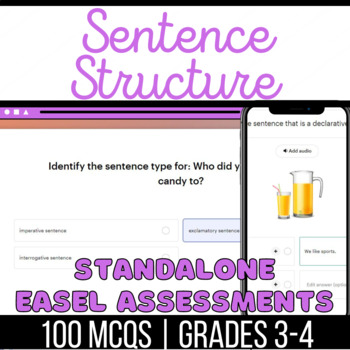 Preview of Sentence Structure Easel Assessments: Declarative, Interrogative, Exclamatory 