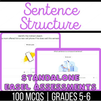 Preview of Sentence Structure Easel Assessments Sentence Type, Clauses, Phrases, Predicates