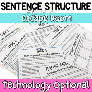Preview of Sentence Structure Escape Room- 6th, 7th, 8th Grade