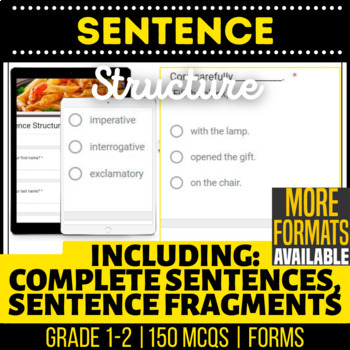Preview of Sentence Structure Google Forms | Fragments Subjects Types Punctuation