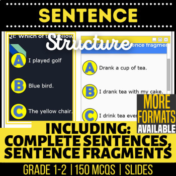 Preview of Sentence Structure Google Slides | Fragments Subjects Types Punctuation