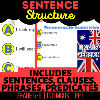 Preview of Sentence Structure Interactive Review Types of Sentences, Clauses UK/AUS English