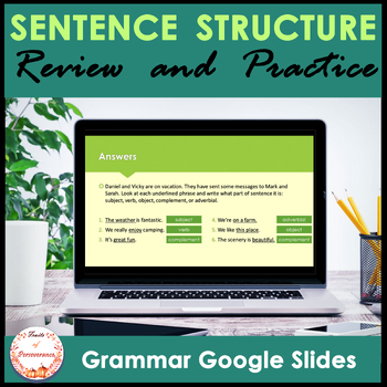 Preview of Simple Sentence Structure Lesson & Practice Google Slides | PowerPoint for ESL