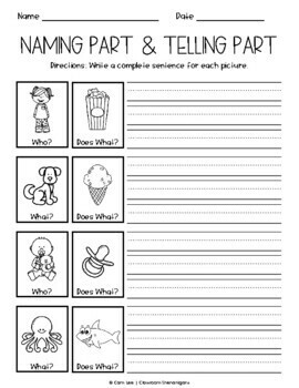 Sentence Structure - Naming and Telling Parts FREEBIE | TpT