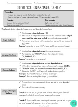 Preview of Sentence Structure Notes