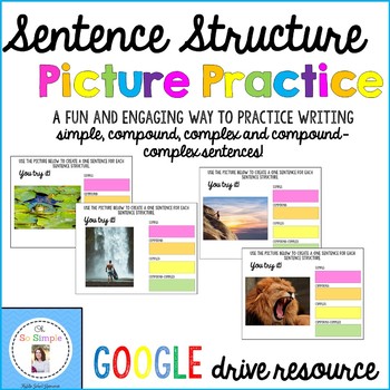 Preview of Sentence Structure Picture Practice Digital Grammar Activity-6th, 7th, 8th Grade