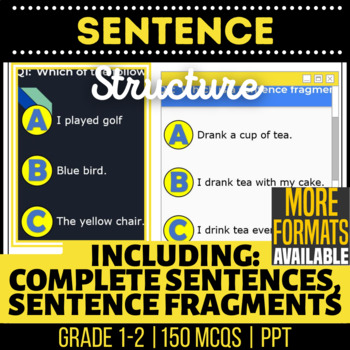 Preview of Sentence Structure PowerPoints Fragments Subjects Types Punctuation Grade K-1-2