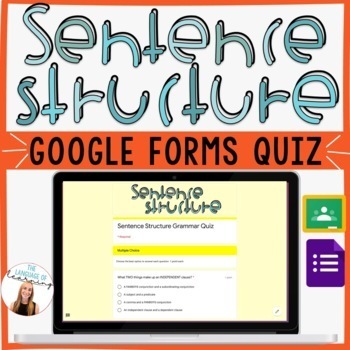 Preview of Sentence Structure Quiz: Simple, Compound, & Complex | EDITABLE Google Forms
