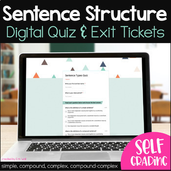 Preview of Sentence Structure Quiz and Exit Tickets