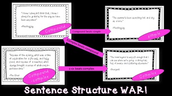 Preview of WAR (the card game) Sentence Structure Review