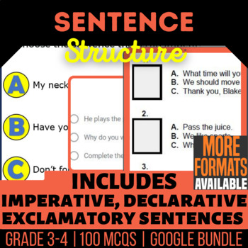 Preview of Sentence Structure Review Worksheets Slides Forms | Digital Resources Grade 3-4