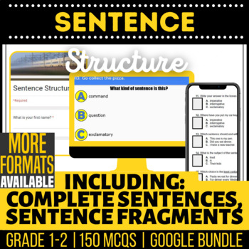 Preview of Sentence Structure Google Review Worksheets Forms Slides | Digital Resources