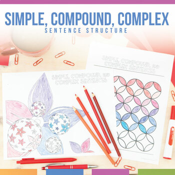 Preview of Sentence Structure Simple, Compound, & Complex Coloring Sheets