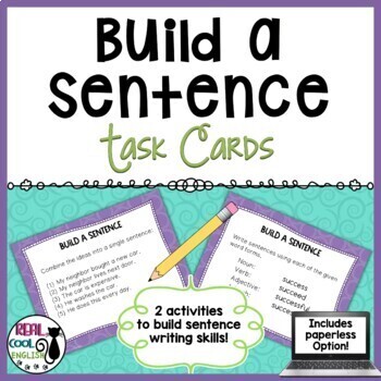 Preview of Build a Sentence Task Cards - Combining Sentences Activities