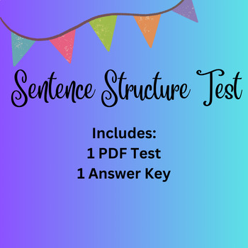 Preview of Sentence Structure Test/ PDF with Answer Key