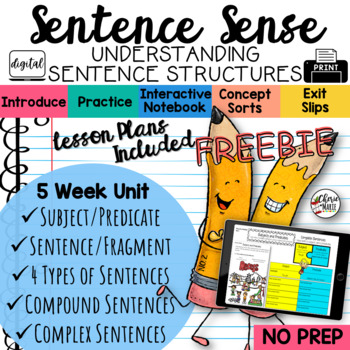 Preview of FREE Sentence Structure Sentence Writing Types of Sentences Compound Complex