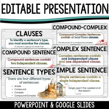 Sentence Structure & Types of Sentences Worksheets Mini-Lesson and ...