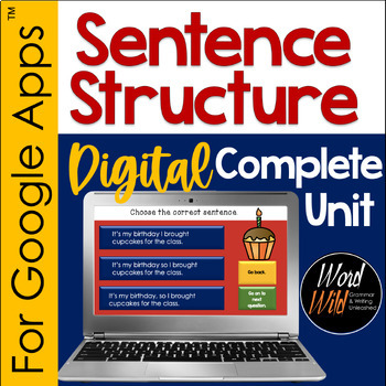 Preview of Sentence Structure Unit Bundle for Google Slides™, Test for Google Forms™