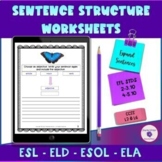 Sentence Structure Worksheets English Language Learner