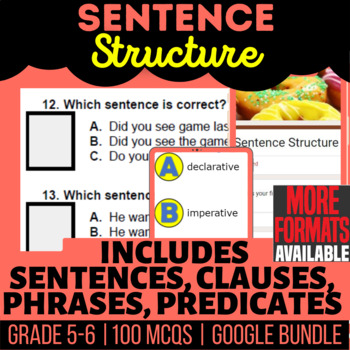 Preview of Sentence Structure Review Worksheets | Google Docs Slides Forms Digital Resource