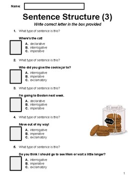 Preview of Sentence Structure Worksheets Multiple Choice Worksheet 3 (Grade 5-6)