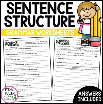 sentence structure worksheets teaching resources tpt