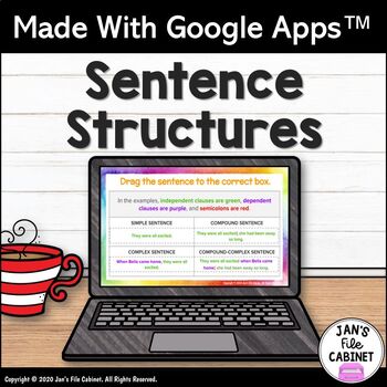Preview of Sentence Structures Lesson and Practice Activities GRADES 6-8 Google Apps