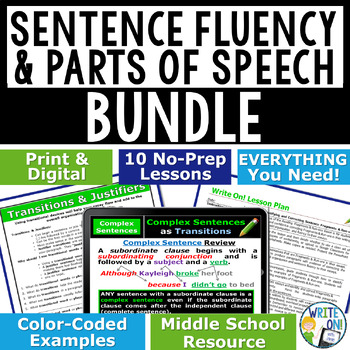 Preview of Types of Sentence - Sentence Structure - Sentence Fluency - Parts of Speech