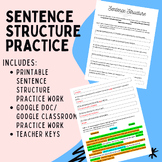 Sentence Structures Student Practice Worksheets (Compound,