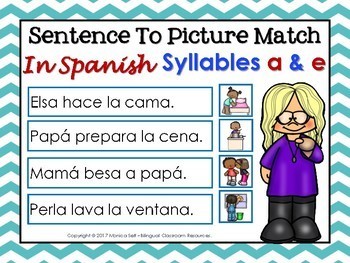 spanish sentence match syllables bundle teacherspayteachers sentences syllable preview