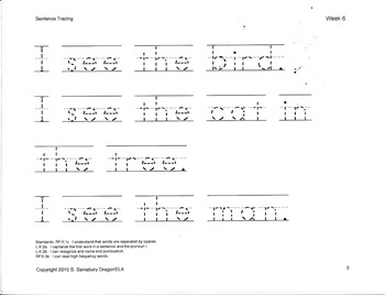 sentence tracing by dragonela teachers pay teachers