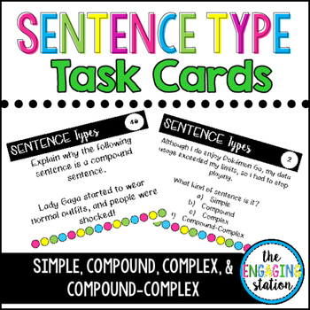 Preview of 48 Sentence Type Task Cards with Pop Culture References