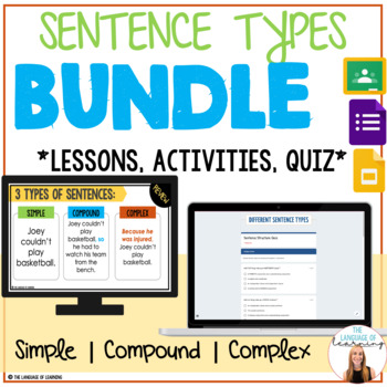Preview of Sentence Types BUNDLE! Interactive Unit & Quiz | Simple, Compound, Complex