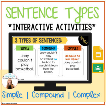 Sentence Types Interactive Unit | Digital | Simple, Compound, Complex