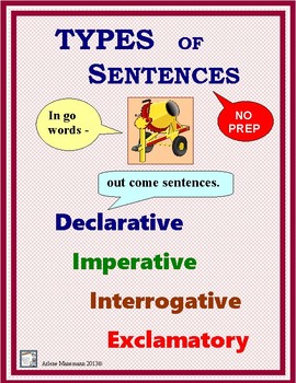 SENTENCE TYPES: Declarative, Imperative, Interrogative, Exclamatory No ...