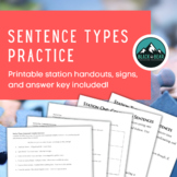 Sentence Types Practice (Stations, worksheets, and key included!)