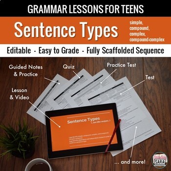 Preview of Sentence Types Unit: Grammar Lesson, Quiz, Test, & More