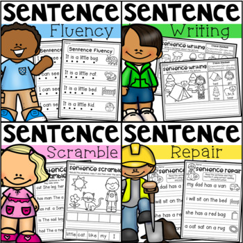 Preview of Sentence Work Worksheets BUNDLE - Fluency, Editing, Writing, Unscrambling