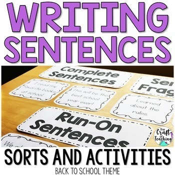 Preview of Sentence Writing Activities | Sentence Practice Back to School