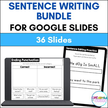 Preview of Sentence Writing for Google Slides - Complete Sentences, Punctuation, & Editing