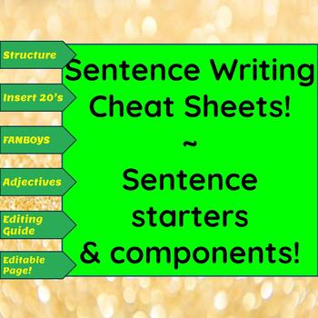 Preview of Sentence Writing Cheat Sheet | Mini-anchor Charts for Writing Sentences!